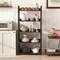 57-Inch Rustic Brown Industrial Storage Rack with 5 Shelves and Removable Hanging Hooks